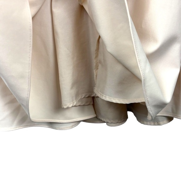 GAL MEETS GLAM ELEANOR PUFF SLEEVE TIE WAIST CREAM SATIN TWILL DRESS - Picture 12 of 16